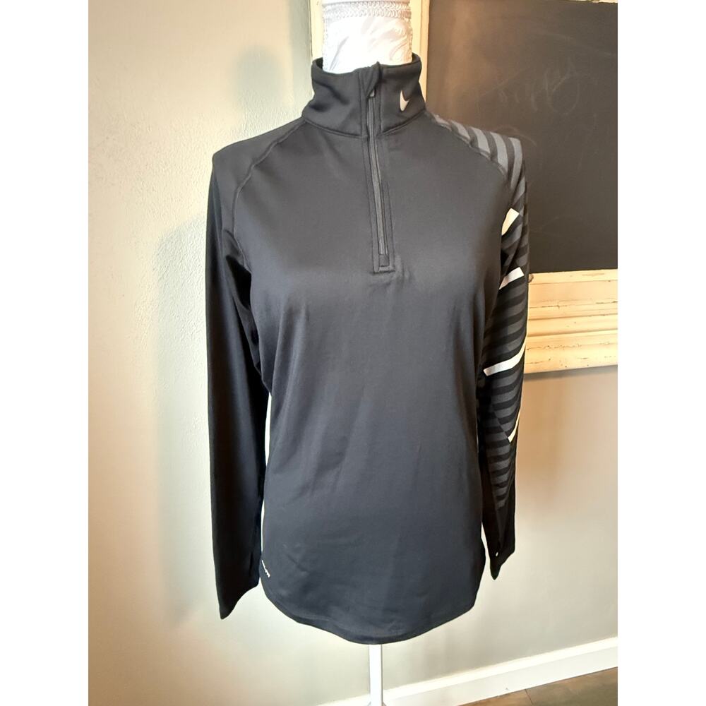 Nike quarter zip dri fit pull over black women's large